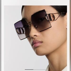 Dior Black and Gold Square Sunglasses